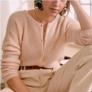 Sezane Gaspard sweater cardigan, nude/blush, XS